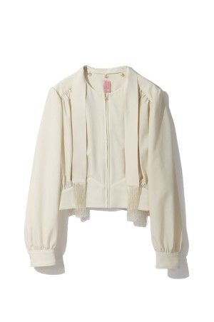 FRINGED TIE BLOUSON - ECRU (FTC262-0205)