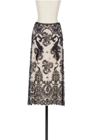 EMBROIDERED LACE SKIRT - BLACK LACE (FTC262-0505)