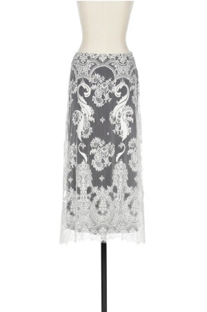 EMBROIDERED LACE SKIRT - WHITE LACE (FTC262-0505)