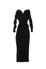SHEER GATHERED DRESS - BLACK (FTC262-0409)