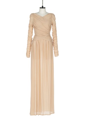 SHEER GATHERED DRESS - BEIGE (FTC262-0409)
