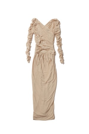 SHEER GATHERED DRESS - BEIGE (FTC262-0409)