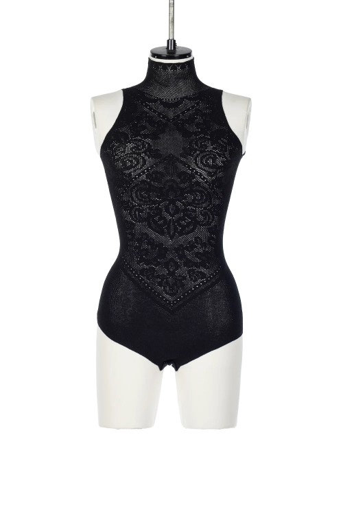 フェティコ FTC252-0716 ﾌﾞﾗｯｸ STRETCH LACE KNIT BODYSUIT 表記なし FETICO(フェティコ) 「STRETCH LACE KNIT BODYSUIT」半袖ニットレース