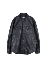 HORSE LEATHER SHIRT VINTAGE.W / BLACK