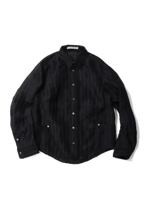 SEMI SHEER LONG SLEEVE SHIRT - BLACK (NF261S01)