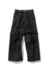 GLITTER TWILL 3D TWISTED WIDE LEG 5P PANTS - BLACK (NF261P16A)