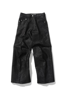 GLITTER TWILL 3D TWISTED WIDE LEG 5P PANTS - BLACK (NF261P16A)