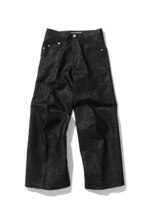 GLITTER TWILL 3D TWISTED WIDE LEG 5P PANTS - BLACK (NF261P16A)