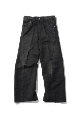 GLITTER TWILL 3D TWISTED WIDE LEG 5P PANTS - FADED BLACK (NF261P16B)