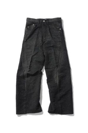 GLITTER TWILL 3D TWISTED WIDE LEG 5P PANTS - FADED BLACK (NF261P16B)