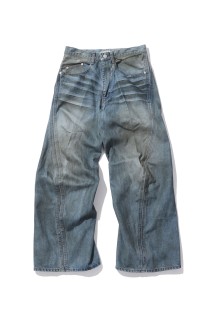 3D TWISTED WIDE LEG JEANS - DIRTY FADED INDIGO (NF261P15B)