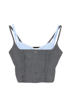 seam frayed bustier tops - Gray (TD-26SS-TP52)