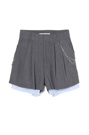 seam frayed dropped chain culottes pants - Gray (TD-26SS-PT54)