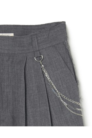 seam frayed dropped chain culottes pants - Gray (TD-26SS-PT54)