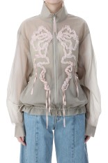 ribbon tulle embroiderey wind breaker - Khaki (TD-26SS-JK51)