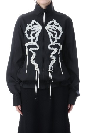 ribbon tulle embroiderey wind breaker - Black (TD-26SS-JK51)