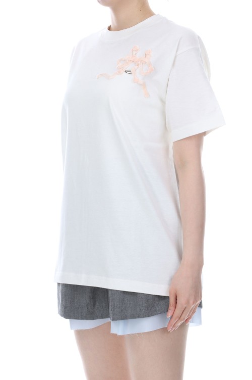 velvet lazy ribbon T-shirt - White (TD-26SS-PO56) | セレクト