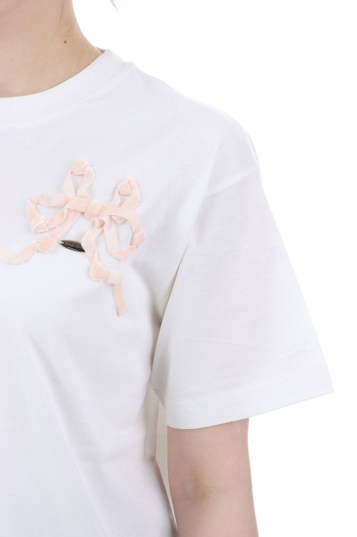 velvet lazy ribbon T-shirt - White (TD-26SS-PO56) | セレクト