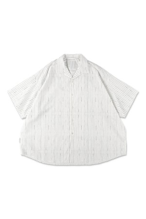 COTTON STRIPE OPEN COLLAR SS SHIRT - White (SFCSS26S07)