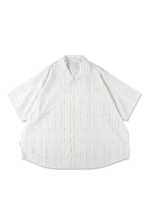 COTTON STRIPE OPEN COLLAR SS SHIRT - White (SFCSS26S07) | セレクト