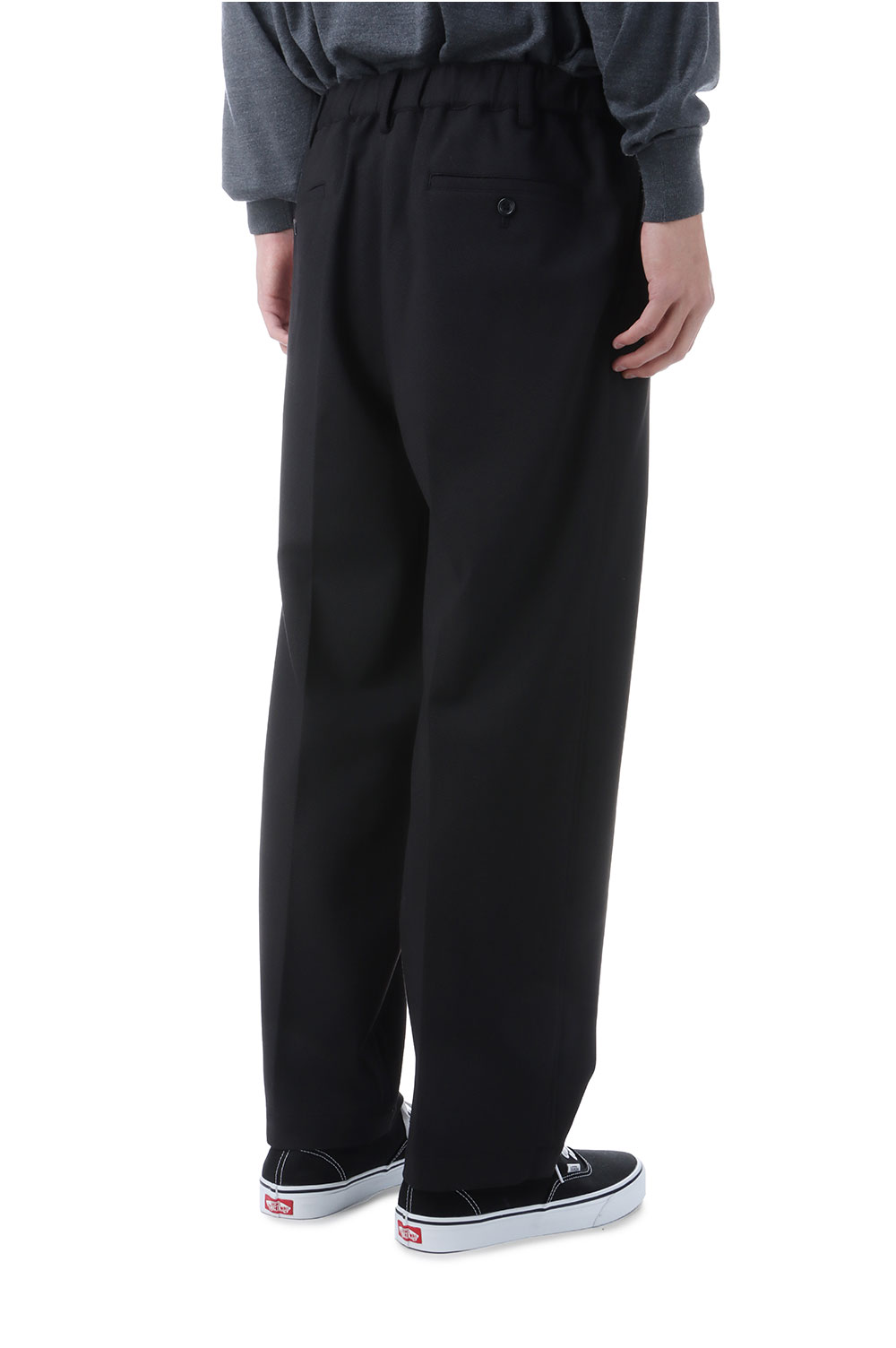 SIDOGRAS Melange Ponte Wide Tapered Slacks - BLACK (GM254-40051