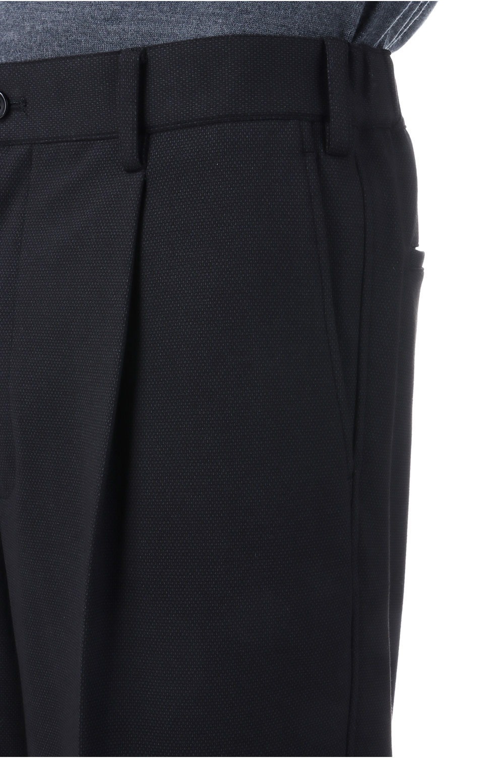 SIDOGRAS Melange Ponte Wide Tapered Slacks - BLACK (GM254-40051