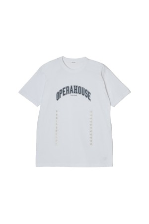 OPERAHOUSE Short Sleeve Top - White x Gray (CT-26077)
