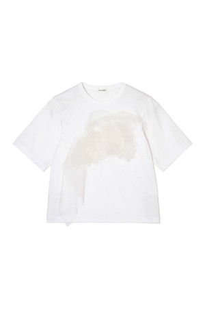 Tulle Detail T-shirt - White (CT-26079)