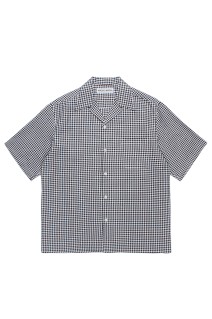 GINGHAM CHECK OPEN COLLAR SHIRT S/S / BLACK (26SS-WMS-OC18)