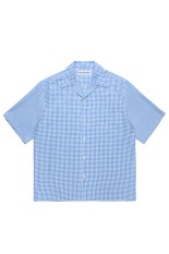 GINGHAM CHECK OPEN COLLAR SHIRT S/S / BLUE (26SS-WMS-OC18)