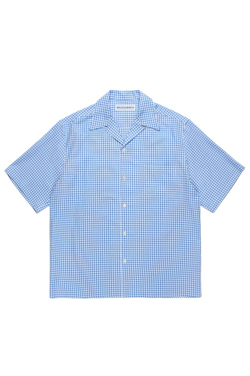 GINGHAM CHECK OPEN COLLAR SHIRT S/S / BLUE (26SS-WMS-OC18