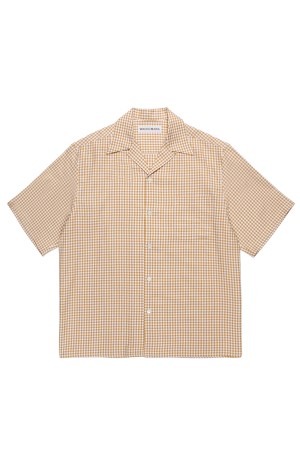 GINGHAM CHECK OPEN COLLAR SHIRT S/S / BLACK (26SS-WMS-OC18)