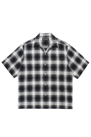 OMBRE CHECK OPEN COLLAR SHIRT S/S ( TYPE-2 ) / GRAY (26SS-WMS-OC10)