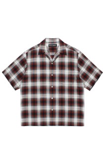 OMBRE CHECK OPEN COLLAR SHIRT S/S ( TYPE-2 ) / BROWN (26SS-WMS-OC10)