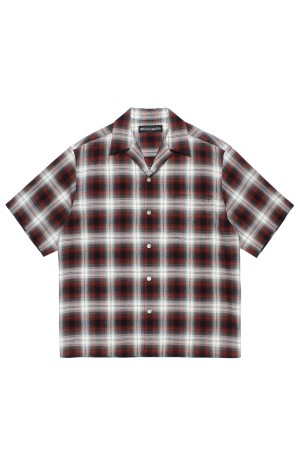 OMBRE CHECK OPEN COLLAR SHIRT S/S ( TYPE-2 ) / BROWN (26SS-WMS-OC10)