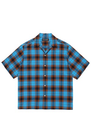 OMBRE CHECK OPEN COLLAR SHIRT S/S ( TYPE-2 ) / BLUE (26SS-WMS-OC10)