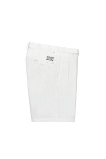 DOUBLE PLEATED CHINO SHORT TROUSERS / WHITE (26SS-WMP-PT13)