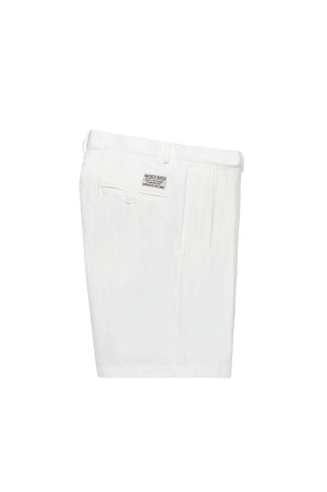 DOUBLE PLEATED CHINO SHORT TROUSERS / WHITE (26SS-WMP-PT13)