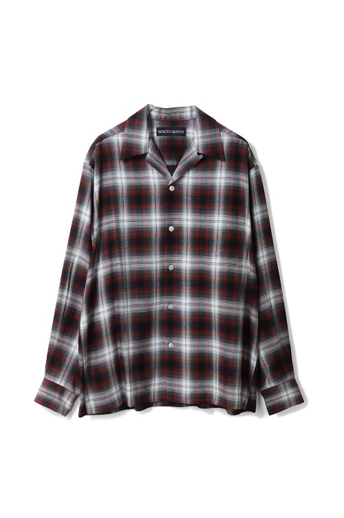 OMBRE CHECK OPEN COLLAR SHIRT L/S ( TYPE-1 ) / BROWN (26SS-WMS