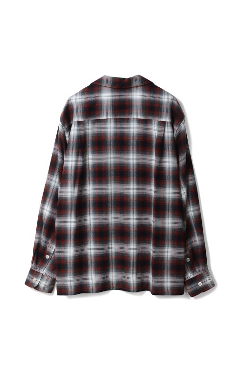 OMBRE CHECK OPEN COLLAR SHIRT L/S ( TYPE-1 ) / BROWN (26SS-WMS