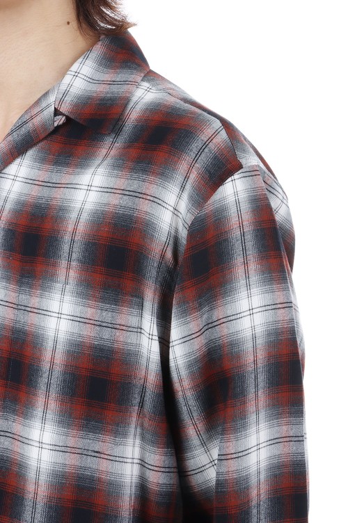 OMBRE CHECK OPEN COLLAR SHIRT L/S ( TYPE-1 ) / BROWN (26SS-WMS