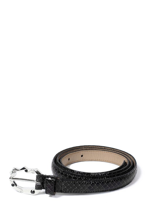 WOLF'S HEAD / PYTHON LEATHER BELT ( TYPE-1 ) / BLACK (WOLFSHEAD-WM