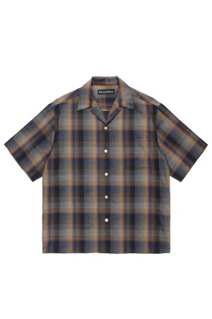 OMBRE CHECK OPEN COLLAR SHIRT S/S ( TYPE-1 ) / BLUE (26SS-WMS-OC09)