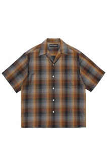 OMBRE CHECK OPEN COLLAR SHIRT S/S ( TYPE-1 ) / BROWN (26SS-WMS-OC09)