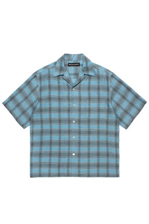 OMBRE CHECK OPEN COLLAR SHIRT S/S ( TYPE-3 ) / BLUE (26SS-WMS-OC14)
