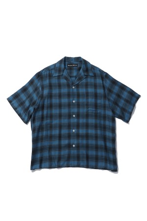 OMBRE CHECK OPEN COLLAR SHIRT S/S ( TYPE-3 ) / BLUE (26SS-WMS-OC14)