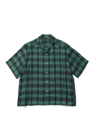 OMBRE CHECK OPEN COLLAR SHIRT S/S ( TYPE-3 ) / GREEN (26SS-WMS-OC14)