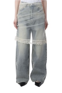 Tulle Skirt Layered Denim - BLUE (31261465603)