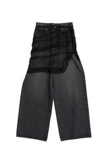 Tulle Skirt Layered Denim - BLUE (31261465603)