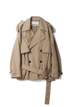 Balloon Hem Trench Coat - BEIGE (31261165601)